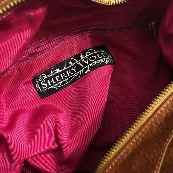 Sherry Wolf Genuine Cognac Hobo Bag - Picture 6 of 8